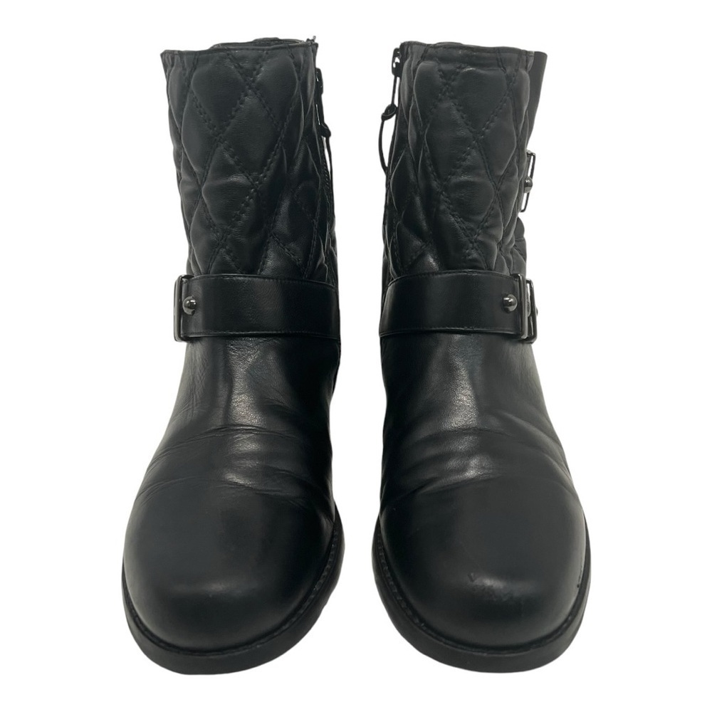 Stuart Weitzman Black Leather Quilted Biker Motorcycle Booties Women’s 8.5 - Picture 3 of 16